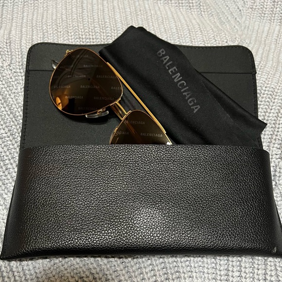 Balenciaga Logo Lenses Aviator Sunglasses - Picture 1 of 7